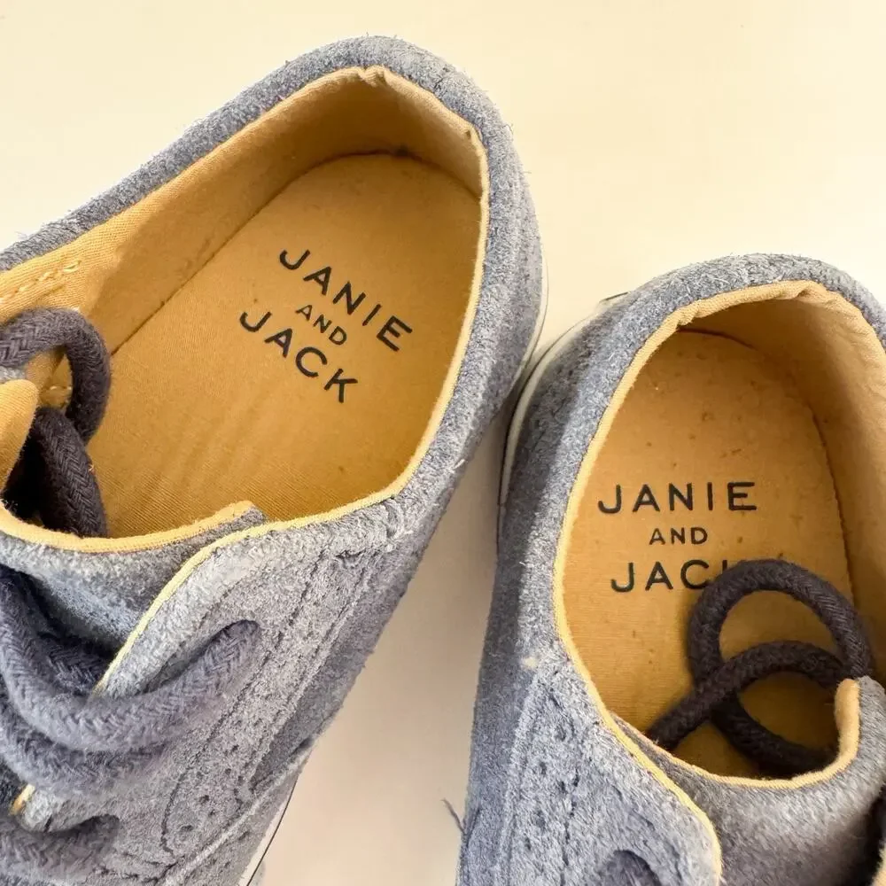 Janie and Jack Suede Wingtip Sneaker Size 7 Vintage‎ Indigo Boys Shoes